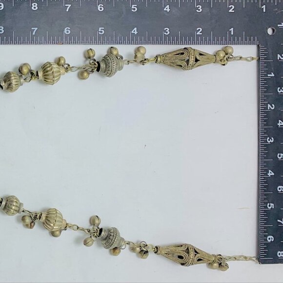 Vintage Long Chain Tribal Pendant Necklace, Gypsy Nomadic Ethnic Necklace - Picture 10 of 11